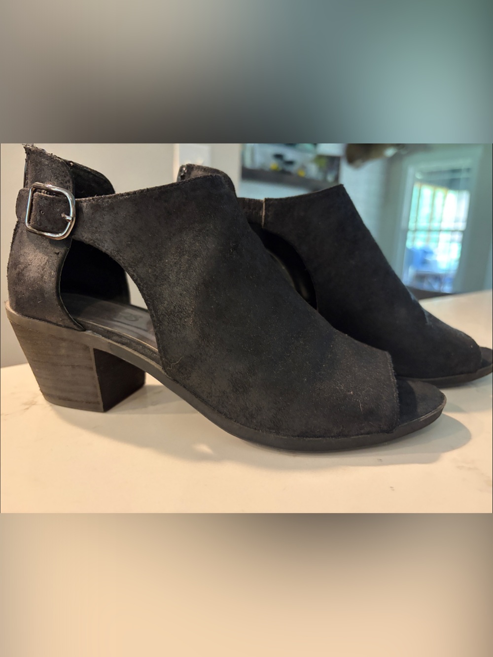 Carlos by Carlos Santana Black Suede Open-Toe Ankle Booties